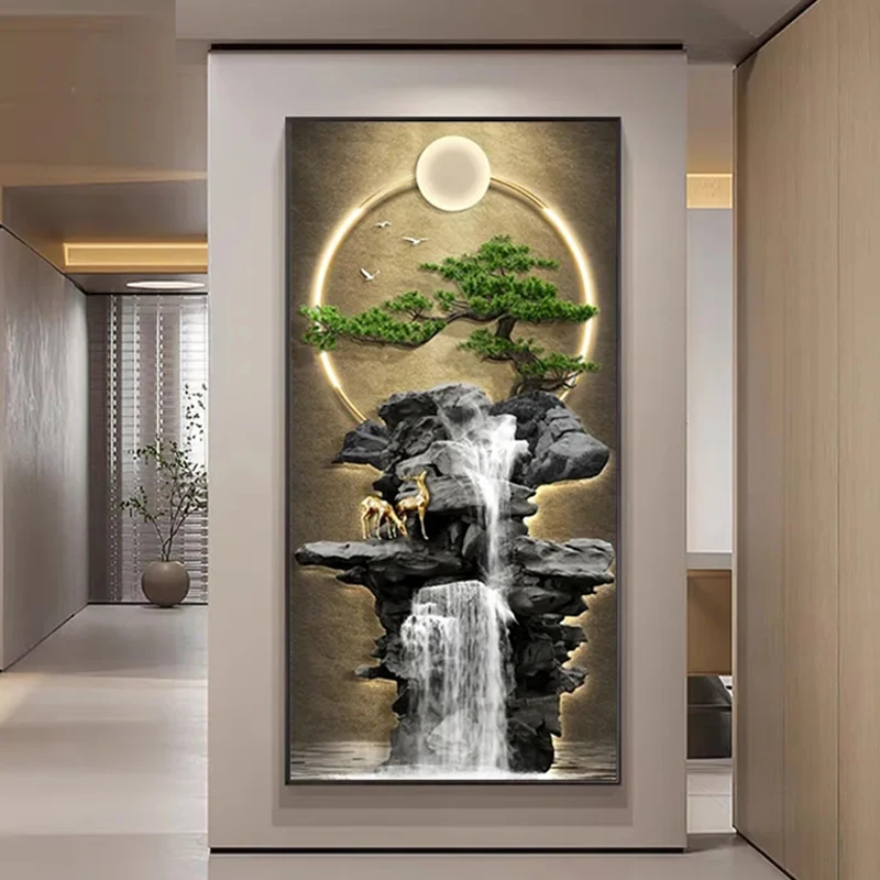Large Abstract Waterfall Landscape Tree Full Diamond Painting 5D DIY Diamond Art Mosaic Embroidery Craft Handmade Home Decor