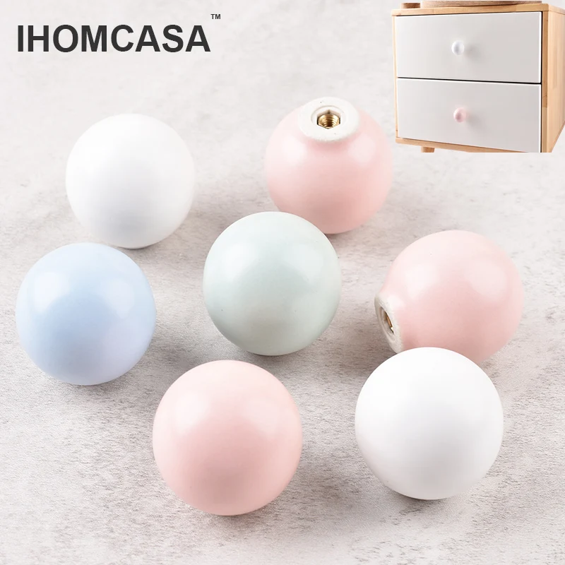 IHOMCASA Ceramic Furniture handle Cabinet Knobs Ceramic Round Drawer Knob Wardrobe Door Handles And Hook Wall Hook