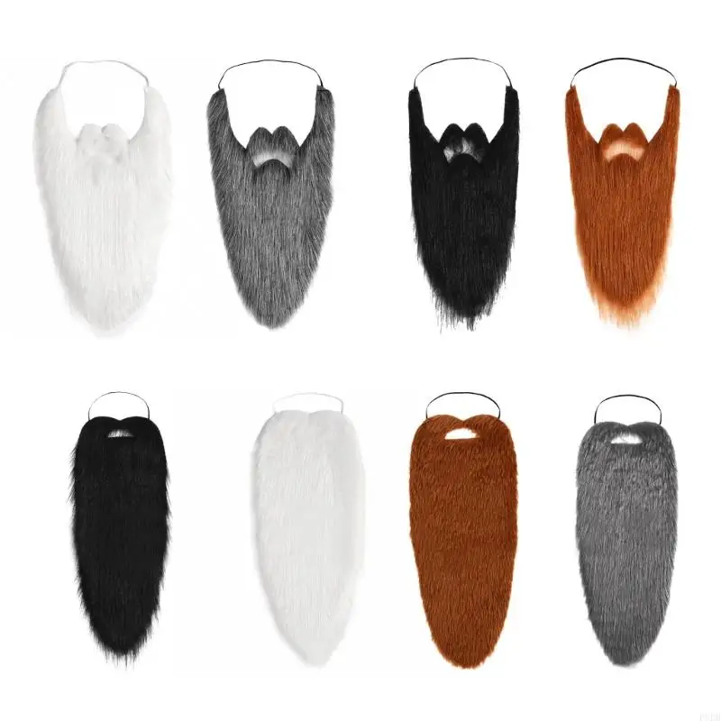 

P8DB False Beard Santa Beard Old Man Mustache Long Beard Funny False Moustache Halloween Beard Christmas Beards Black Beard