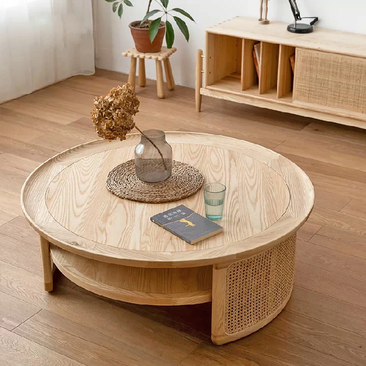 Tatami im japanischen Stil, kleine Wohnung, Rattan-Teetisch, Wohnzimmer, Haushalt, runder Homestay-Block