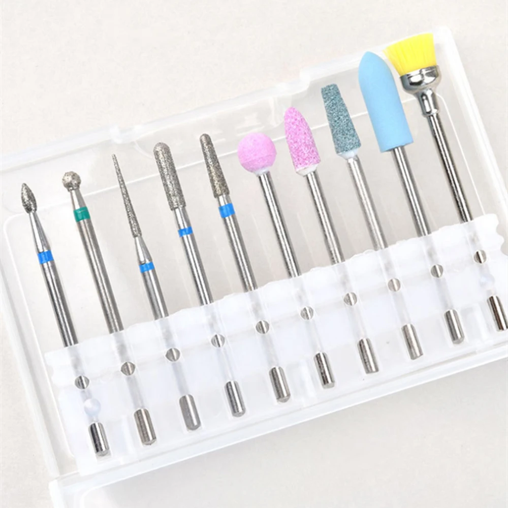 10 Pcs Carbide Diamond Nail Drill Bits Milling Cutters For Manicure Nail Dead Skin Pretreatment Tool