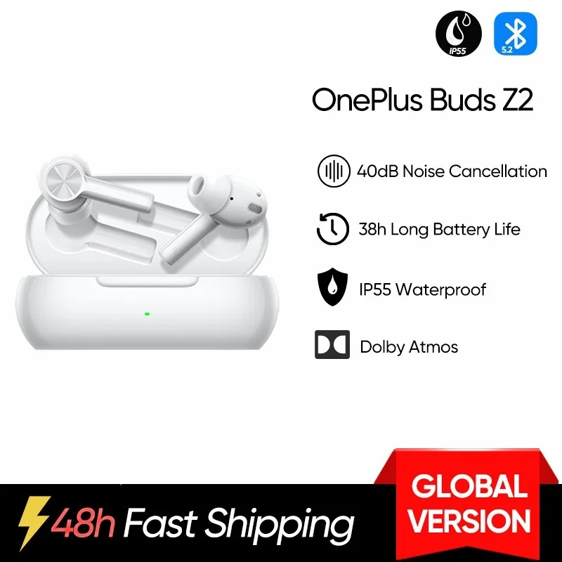 To Buds Z2 Bluetooth Earphones 40dB Active Noise Cancellation Headphone True Wireless Stereo For Oneplus 10 Pro ACE 10T