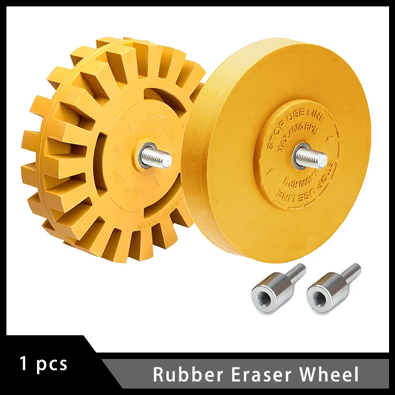 Rubber Eraser Wheel 3.5/4 Inch Pad Includes Drill Adapter for Pinstripe Adhesive Remover Vinyl Decal Graphics Removal Tool