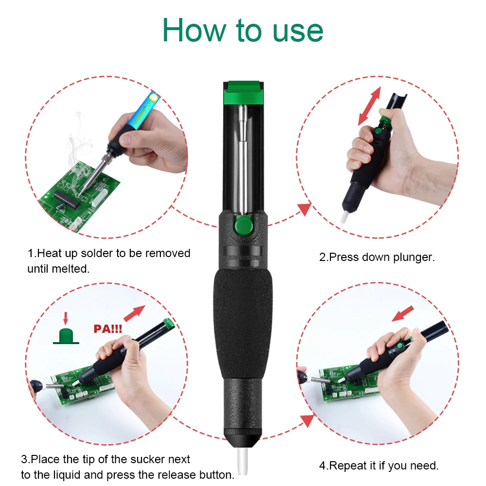 Soldering Sucker Powerful Desoldering Pump Vacuum Soldering Iron Desolder Gun Hand Welding Tools Suction Tin Anti-skid Handle