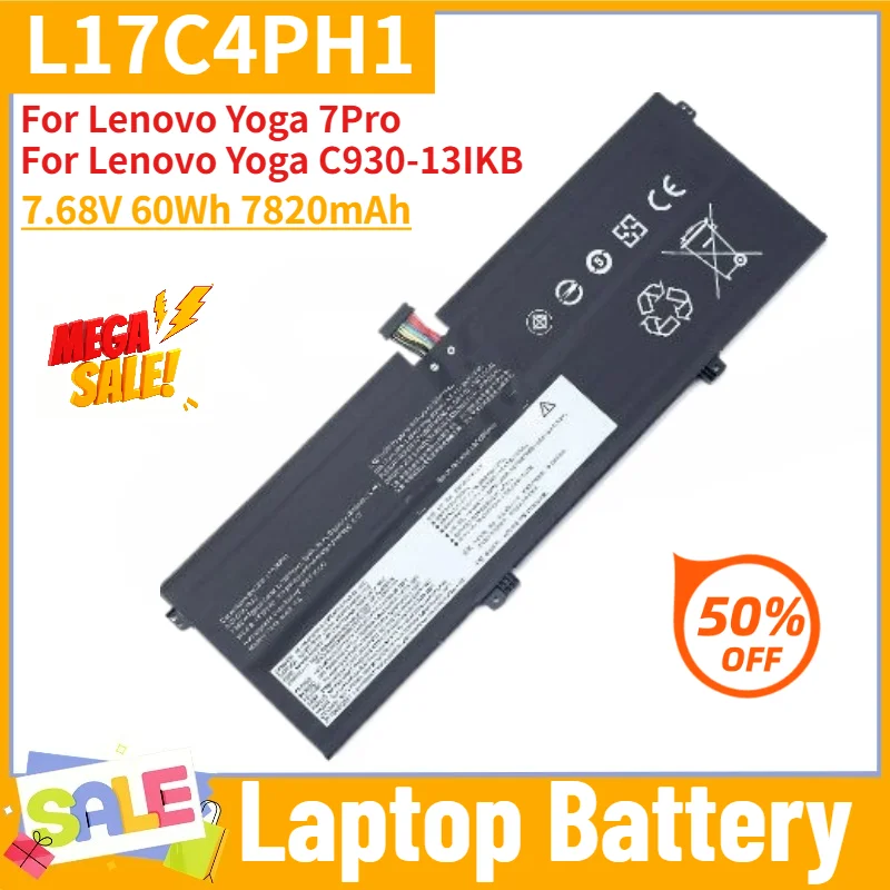 High Quality L17C4PH1 Laptop Battery 7.68V 60Wh 7820mAh For Lenovo Yoga 7Pro C930-13IKB 5B10Q82425 L17M4PH1 5B10Q82426