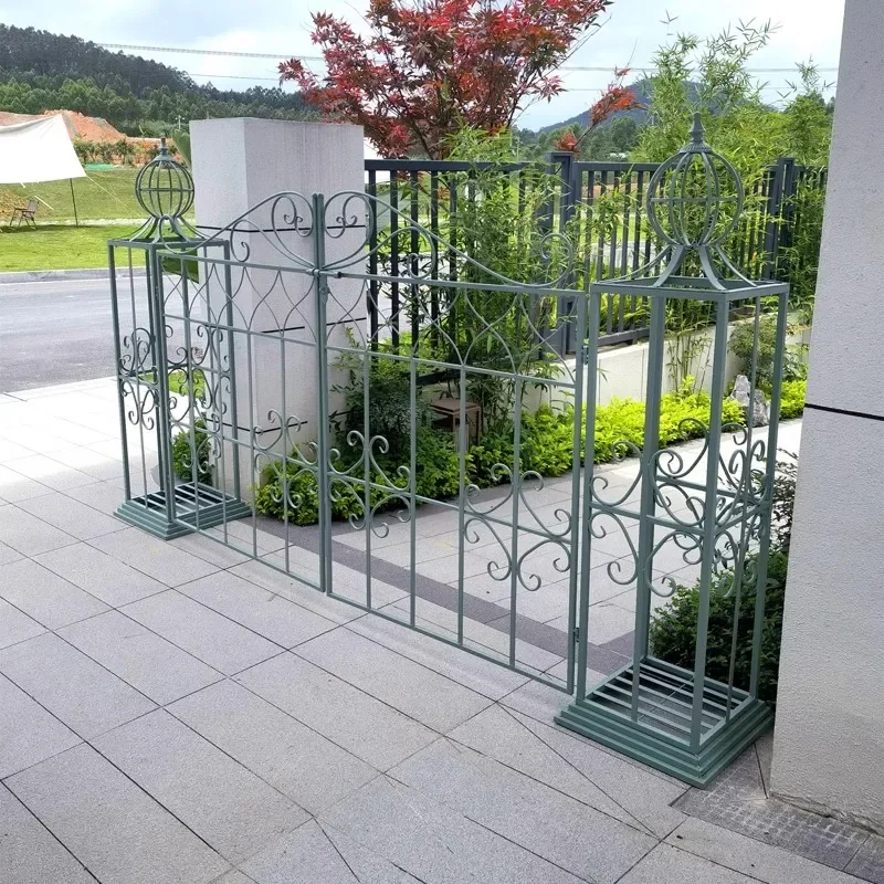 Porta Pátio Estilo Europeu Feita de Ferro Forjado Retro, Porta de Entrada Pátio Velho, Villa Jardim Coluna