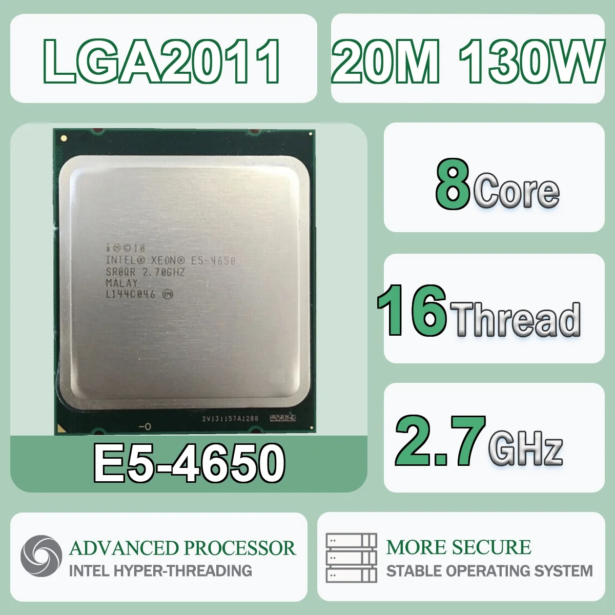 Processador Intel Xeon E5-4650 8 Núcleos 16 Threads 2.7GHz 130W 20MB Cache 32nm LGA 2011 SR0QR DDR3-800/1066/1333/1600 MHz Sandy Bridge-EP