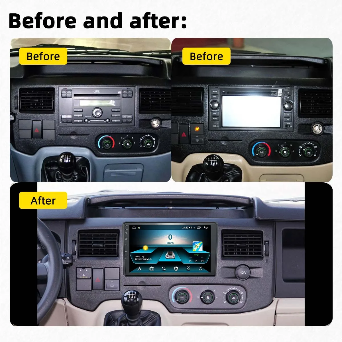 Hicar Android Radio Car GPS Navigation for Ford New Transit 2009-2019 Head Unit Autoradio Multimedia Player Stereo Audio Auto