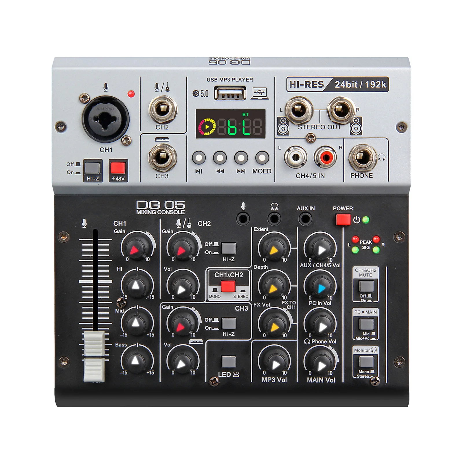 Professional 5 Channel Studio Recording LIVE DJ Audio Interface Mixing Consoles