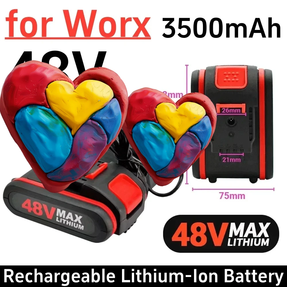 2026 قابلة للشحن لقطع غيار البطاريات اللاسلكية Worx 48 فولت، تدريبات الصدمات، مقص كهربائي مناشير كهربائية، 24 فولت 48 فولت