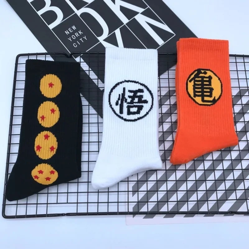 Dragon Ball Goku Kakarotto Anime Socks Cartoon Men Boy Casual Hip Hop Street Skateboard Happy Socks Breathable Cotton Long Socks