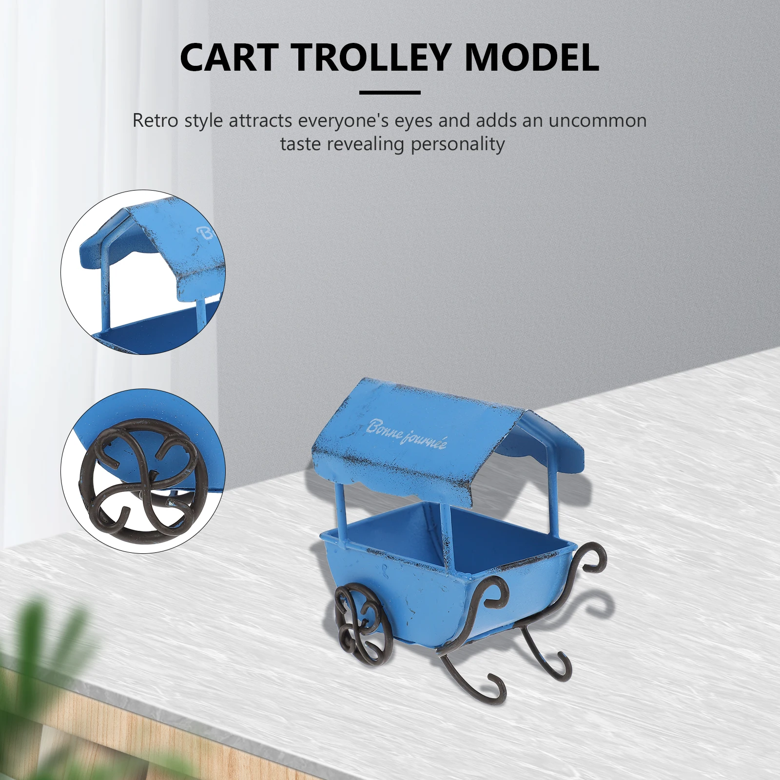 

Toy Cart Tinplate Ornaments Retro Home Decor Trolley Model Photography Props Desktop Adornment Vintage Sculpture