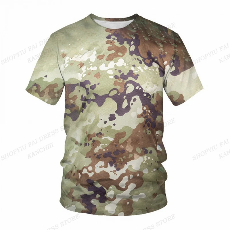 Summer Camo T-shirt Camouflage 3D Print Tshirt Men Fashion O-Neck Short Sleeve Tshirt Outdoors T shirt Kids Tops Tee Fitness