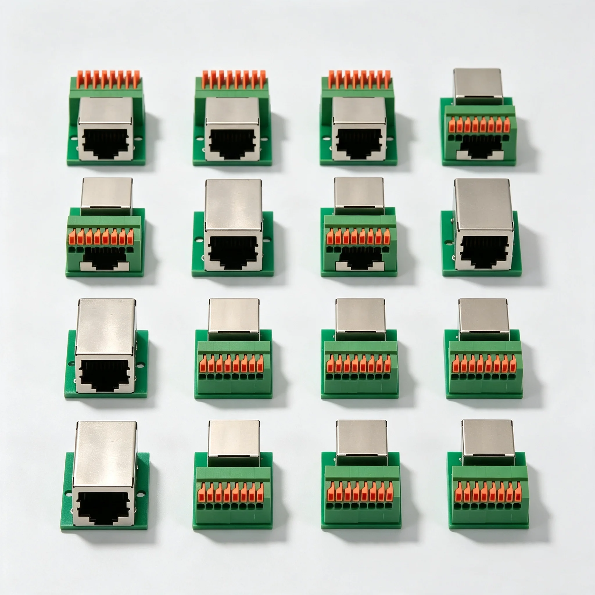 1Pcs Data Adapter Board Female Socket Guide Rail Installation Terminals Connector RJ45 Network Port Terminal Block Welding Free