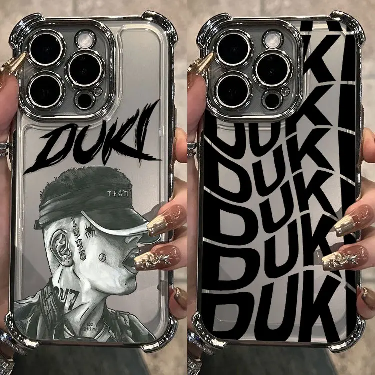 Funda de teléfono con revestimiento Rap Duki para iPhone 16e 16 15 14 13 12 11 Pro Max X XR XSMax 7 8 6 Plus, funda trasera anticaída Airabag