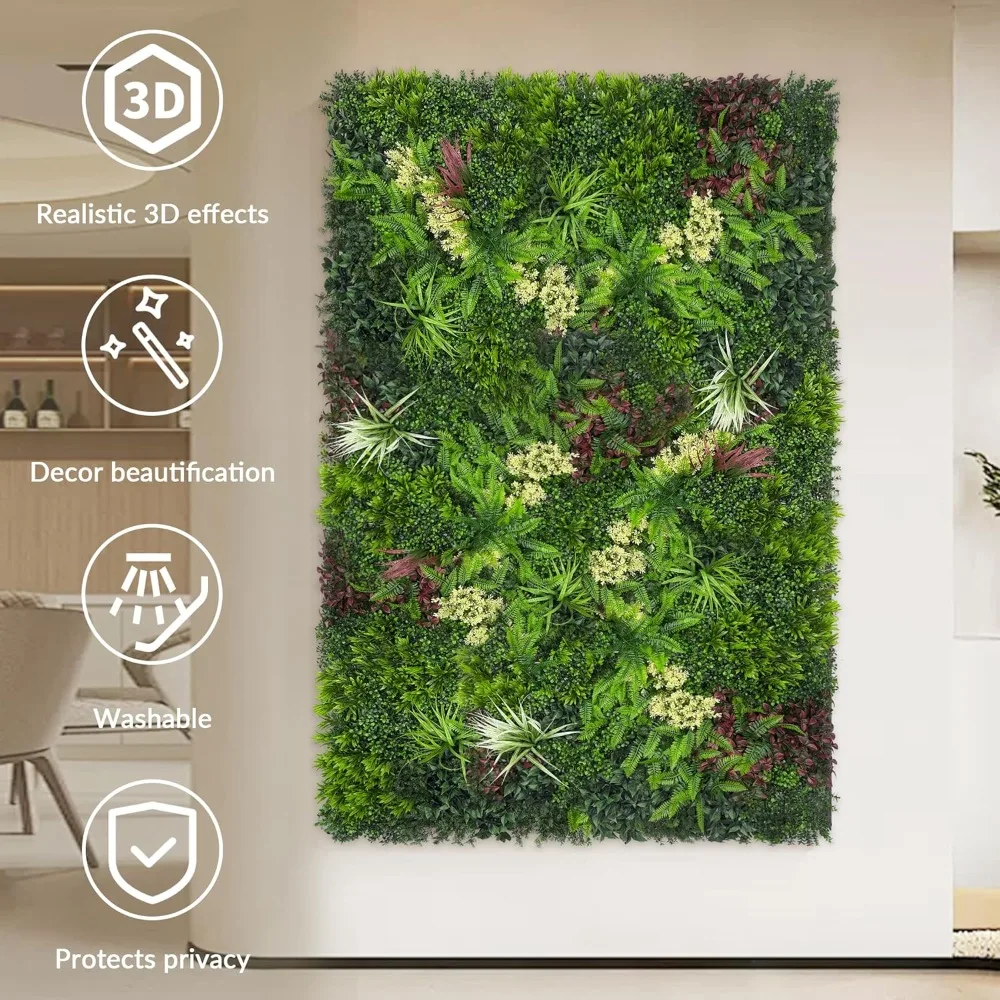 لوحة نباتات من خشب البقس على الحائط العشبي: 20 × 20 (8 بكسل) أوراق خضراء مقاومة للأشعة فوق البنفسجية لخلفية الحائط الداخلية والحديقة والداخلية. #3