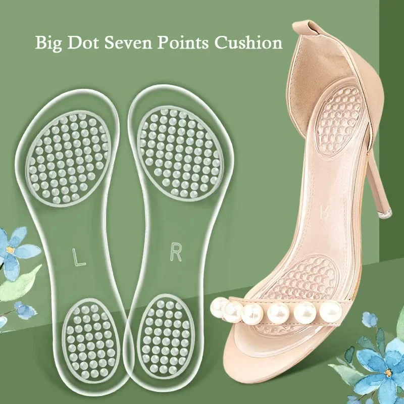 GEL Silicone 7 Point Insole Women's High Heel Single Sandals Shine Cushion, self-adhesive insole, washable shoes