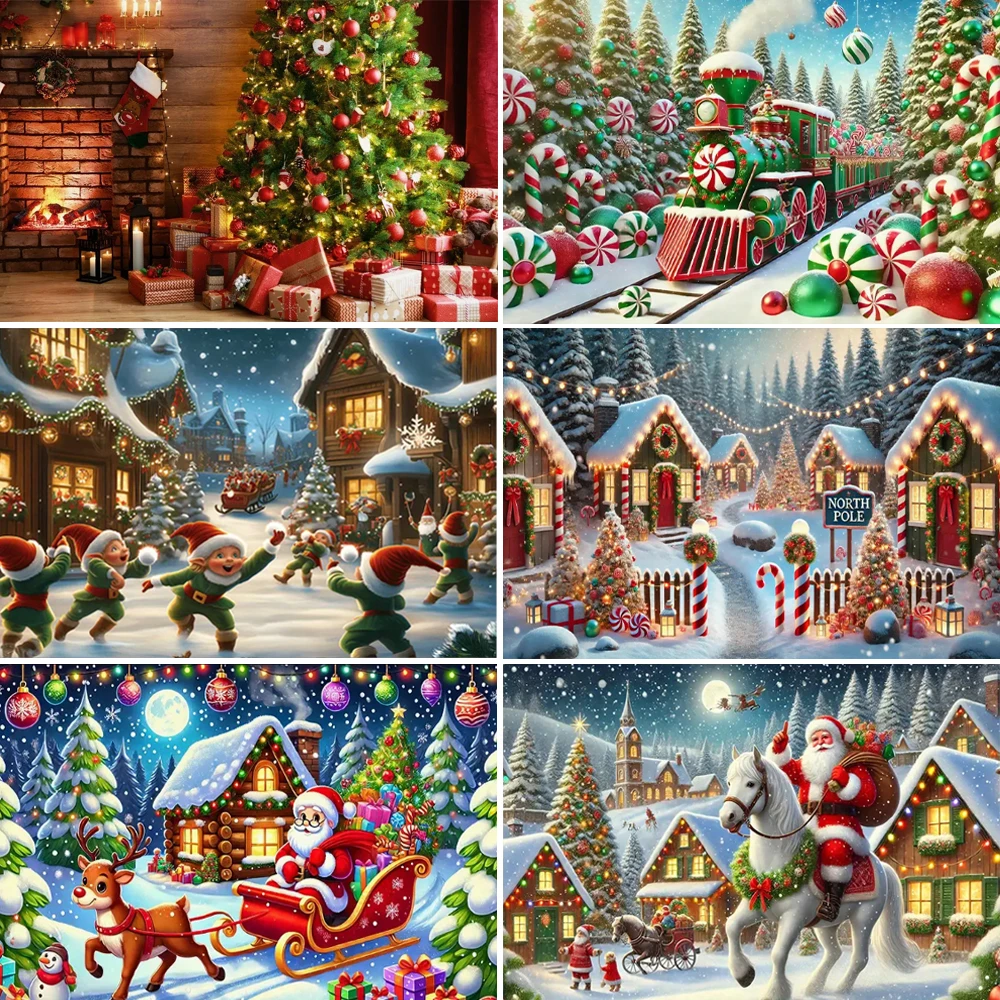 

Red Merry Christmas Day Theme Backdrop Party Decoration Santa Claus Xmas Background Banner Baby Shower Supplies Photo Shoot Prop