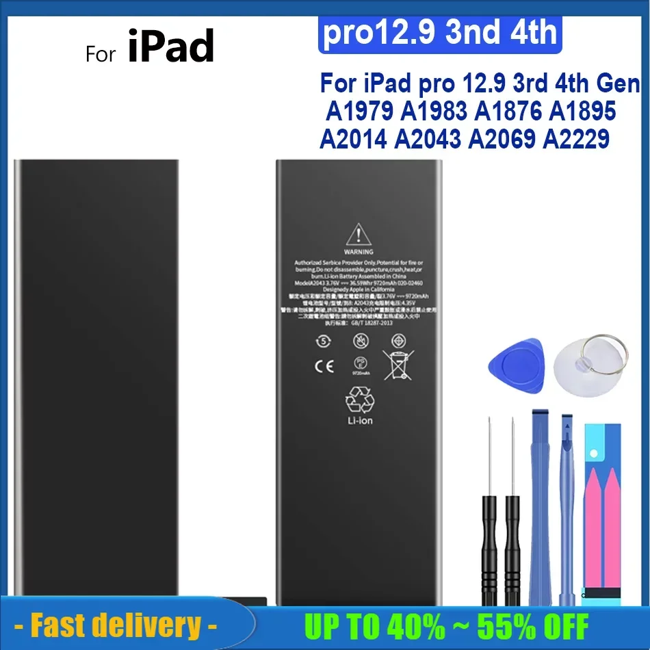 9720mAh Tablet Battery For iPad pro 12.9 pro12.9 3rd 4th Gen A1979 A1983 A1876 A1895 A2014 A2043 A2069 A2229 A2232 A2233 2020