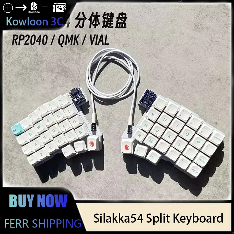 Silakka54 Split Keyboard Wired Hot Swap Support QMK/VIAL Ergonomics  Keyboard RP2040zero Customized PC Gamer Accessories