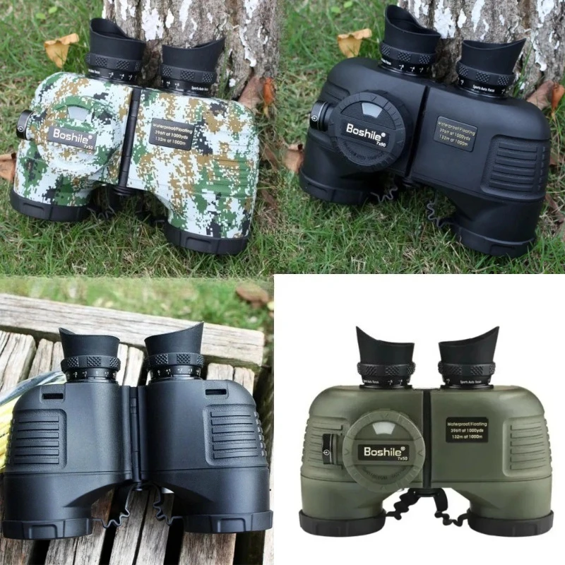 

Profissional Navy Boshile 7X50 Compass Binoculars Military Telescope Waterproof Floating HD Bak4 Powerful Nitrogen Telescopio
