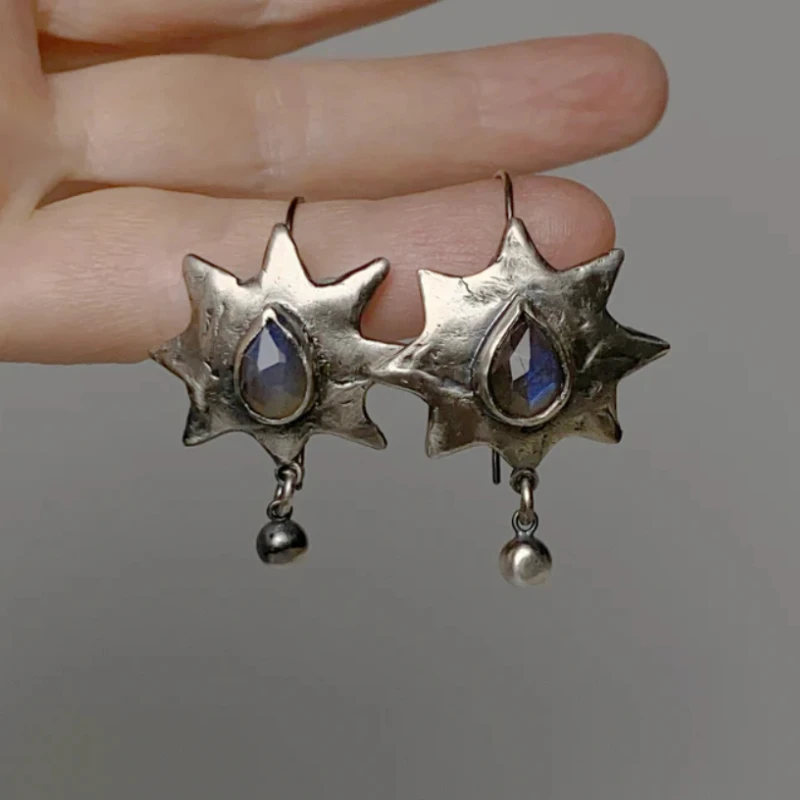 Simple Silver Color Octagonal Inlaid Water Droplet Shaped Zircon Pendant Earrings for Women's Daily Wear Jewelry Accessories