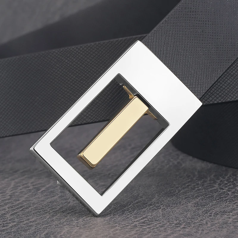 Men's New Style White Belt 2.9 cm Wide Men's Belt High Quality Fashion Luxury Leather Sliding Buckle Casual Designer Belt