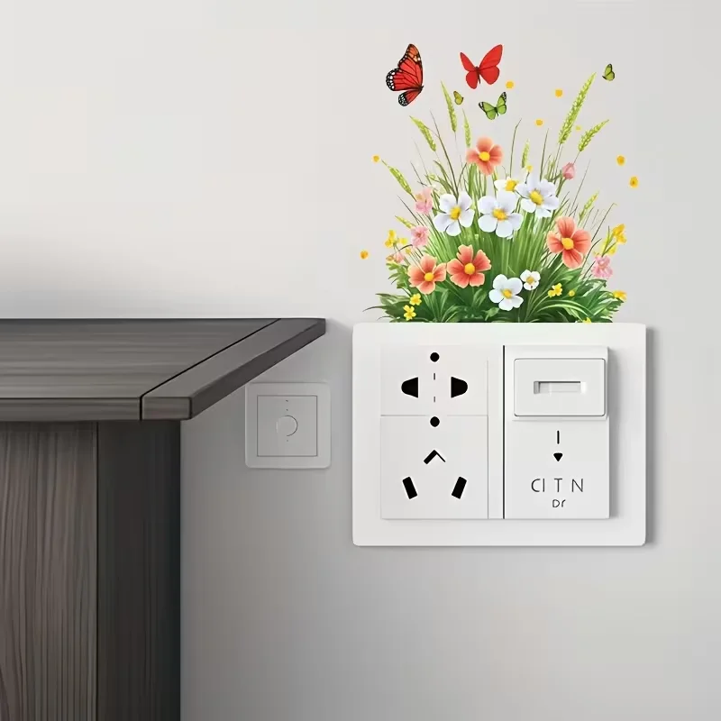 1 piece of elegant floral switch sticker - self-adhesive switch sticker, suitable for bedroom - easy to clean home decoration