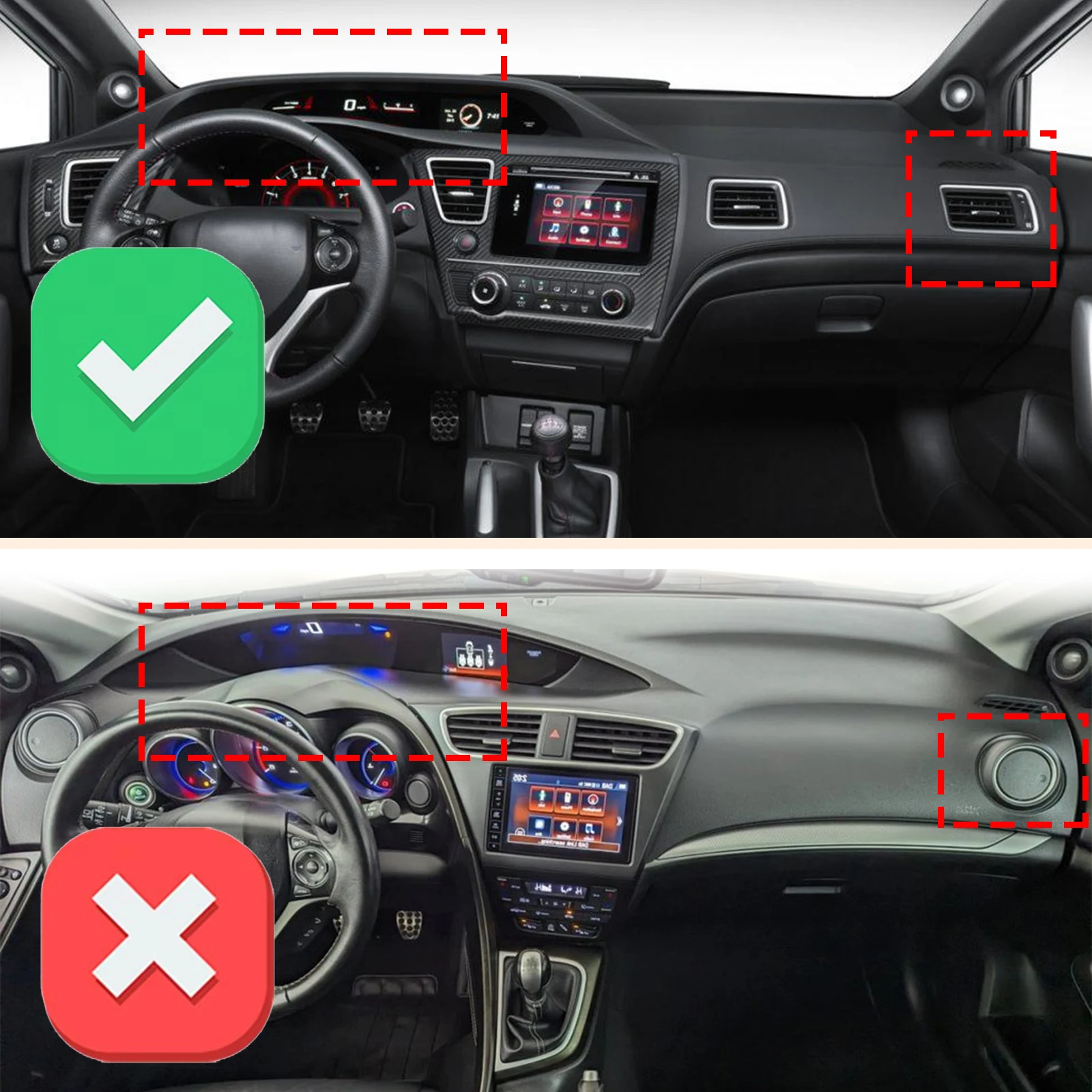 for Honda Civic 2015 2014 2013 2012 9th High Quality Dashboard Cover Dashmat Sunshade Anti‑UV Protector Dash Mat Pad Accessories view 2