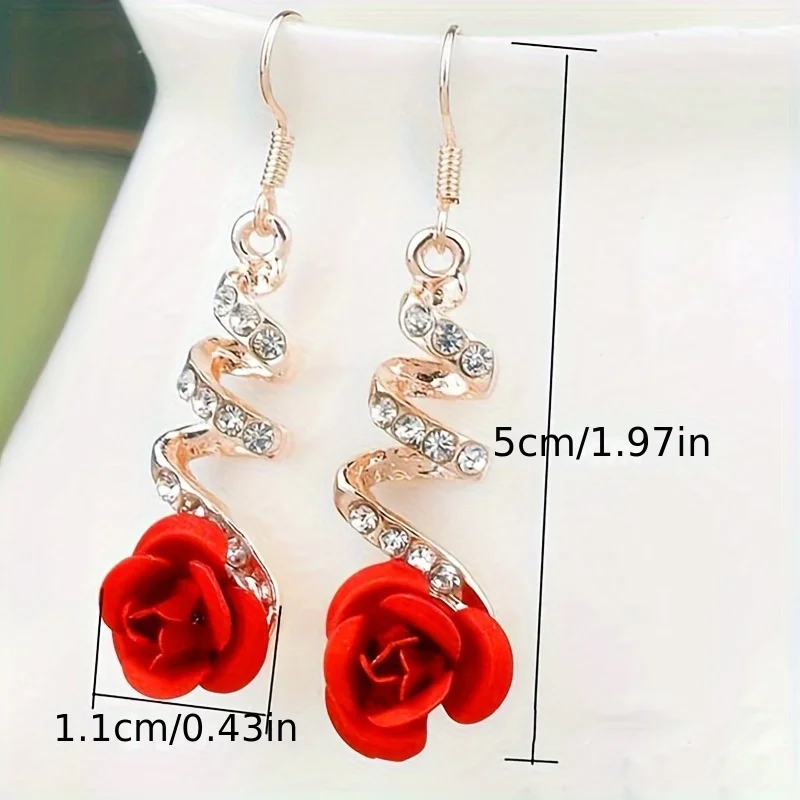 حجر الراين الحب روز الأقراط الحلو أقراط الأقراط شخصية