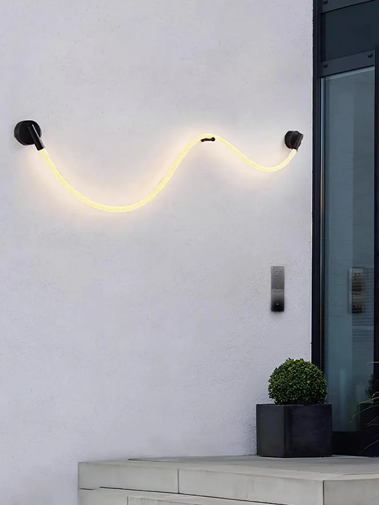 Imagem -04 - Lâmpada de Parede Impermeável ao ar Livre Corda de Tecido Flexível Dimmable Led Light Sconce Wall Decor Arandela Externa para Corredor