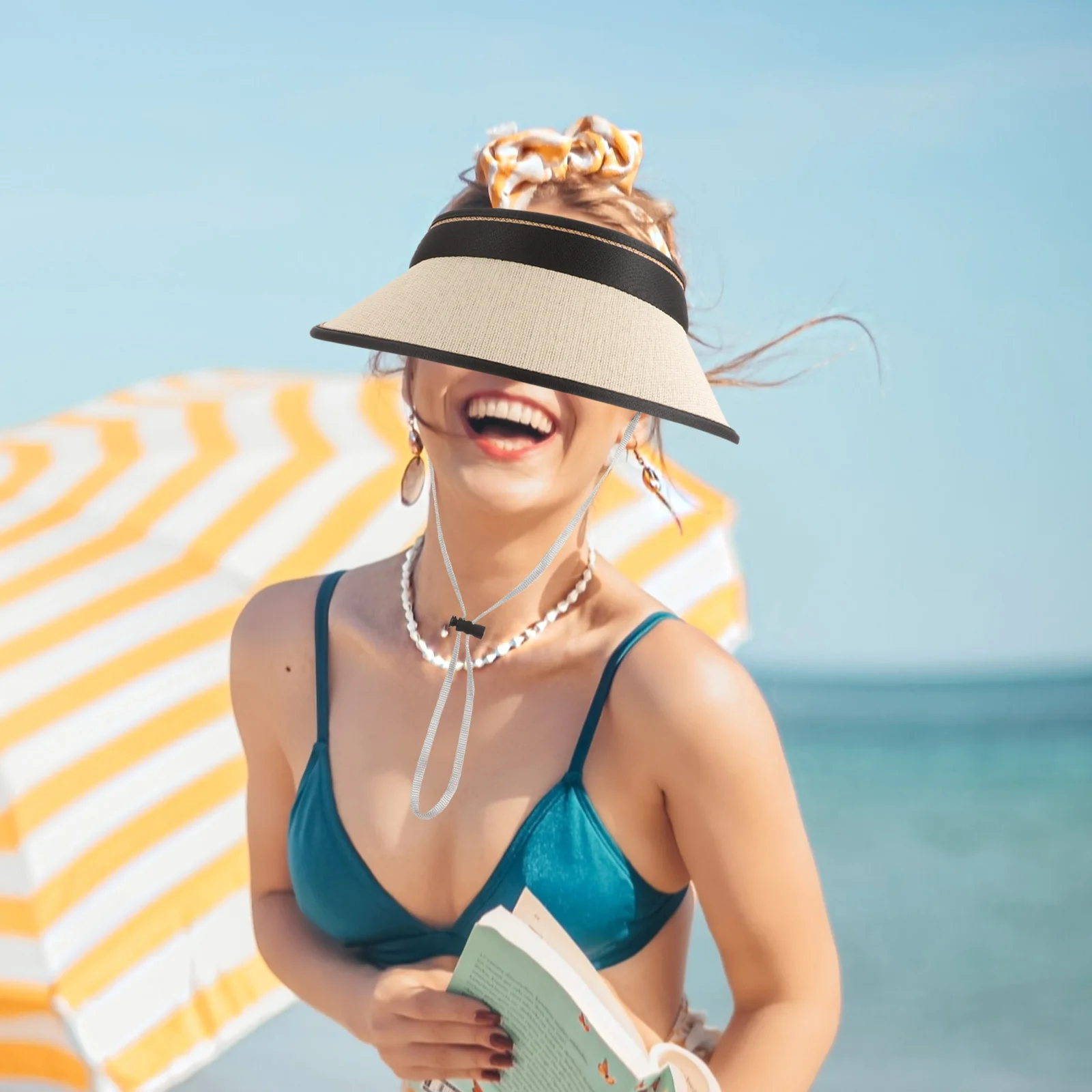 

Outdoor Folding Wide Brim Sun Hat Breathable Lightweight Women Beach Visor Cap Sun Protection Hat for Hiking Camping Travel