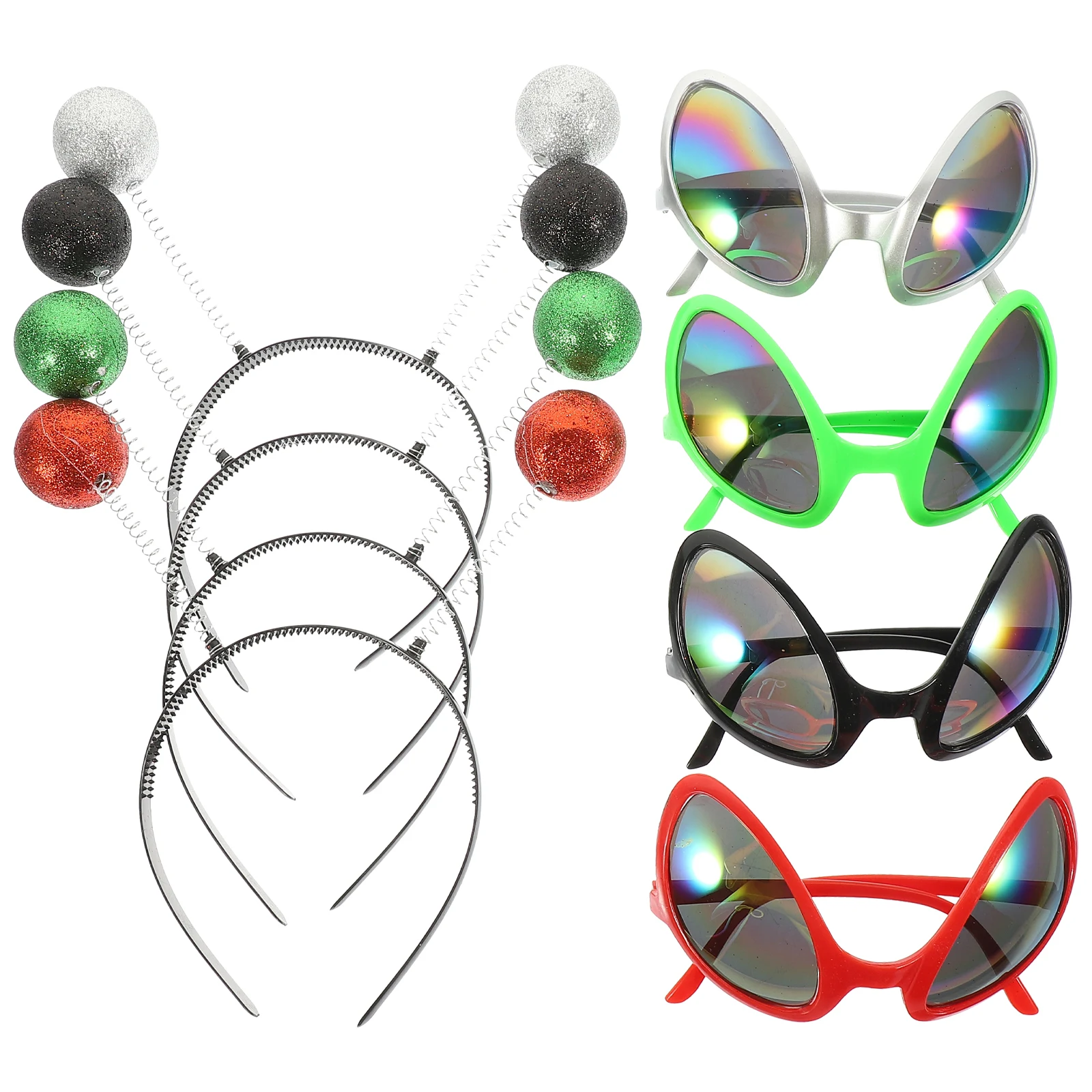 

1 set Alien Headband Glasses Set in Green Red Black Silver for Party Festival Cosplay Accessories Stylish Sunglasses Antenna