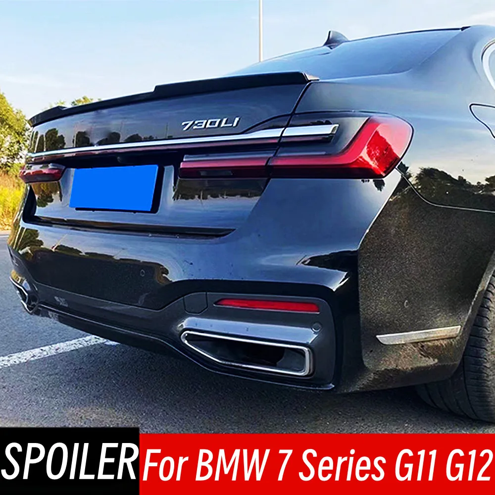 For BMW 7 Series G11 G12 730i 740i 750i 2015-2022 Rear Trunk Lid Duck Tail Spoiler Wings M4 Style Car Black Carbon Accessories