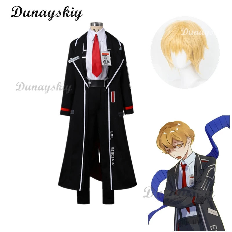 Game Limbus Bedrijf Cosplay Sinclair Kostuum Lange Jas Shirt Broek Uniform Pak Op Maat Voor Mannen Halloween Feest Outfits Pruik