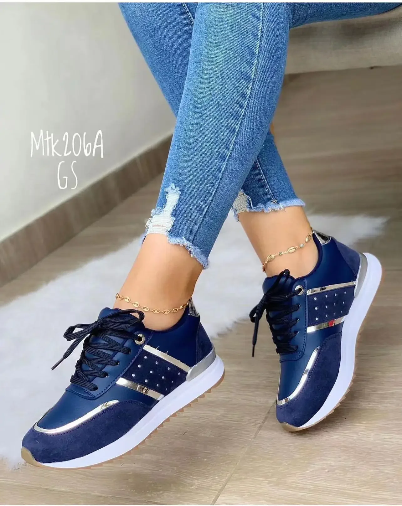 2023 Women Sneakers Platform Shoes Leather Patchwork Casual Sport Shoes Ladies Outdoor Running Vulcanized Shoes Zapatillas Mujer