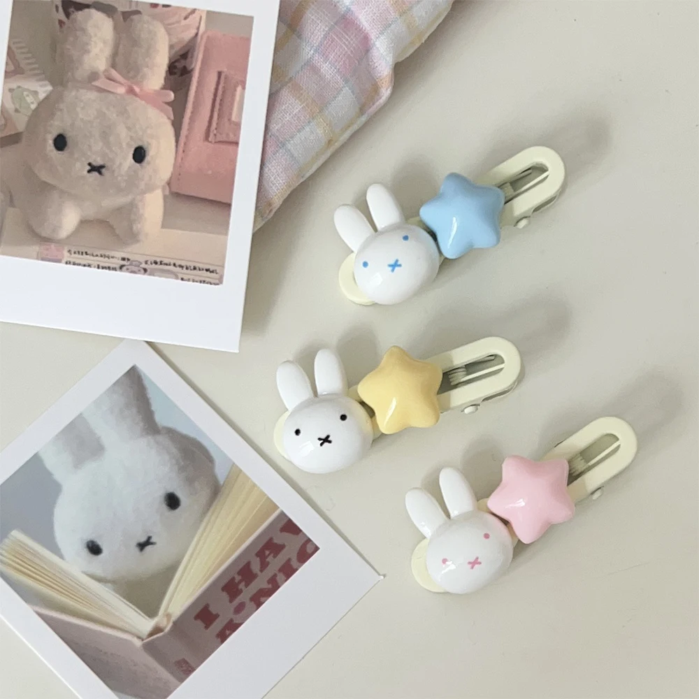 Clip Kawaii Miffy BB, Clip de pelo de estrella, flequillo lateral, Clip de pelo, Clip de pico de pato, accesorio para el cabello, decoración del cabello, juguetes y regalos para Gi