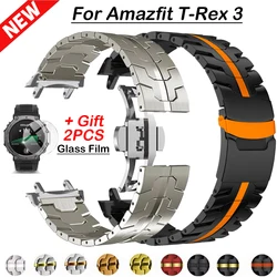 Metal Bracelet For Amazfit T-REX 3 Correa Business Stainless Steel Band For Amazfit T-REX 3 Protector Glass Film Accessories