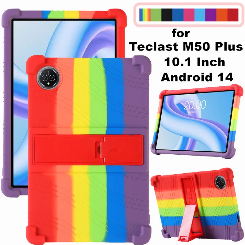 

Чехол для планшета Teclast M50 Plus Lte 10,1 дюйма, Android 14, супер противоударный мягкий силиконовый защитный чехол-подставка