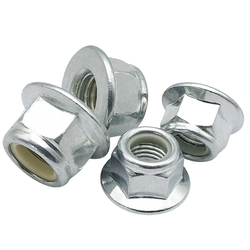 DIN6926 Metric M4 M5 M6 M8 M10 M12 Antirust Zinc Plated Hex Flange Nylon Insert Lock Nut Self-locking Nylock Locknut