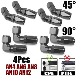4Pcs 45 Degree 90 Degree Aluminum AN4 AN6 AN8 AN10 AN12 Forged Type Swivel Hose End Fitting Adapter For CPE Oil Cooler Fuel Line