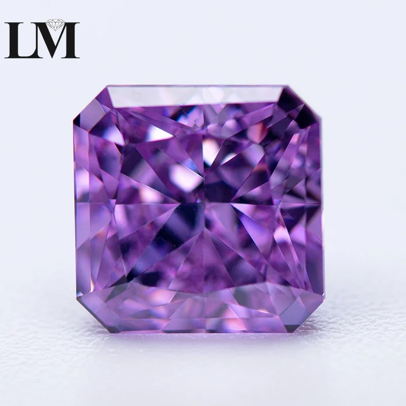 

Cubic Zirconia Purple Color Asscher Shape 5A Grade Quality 4k Crushed Ice Cut Loose Lab Synthetic Gemstone Charms Women Jewelry