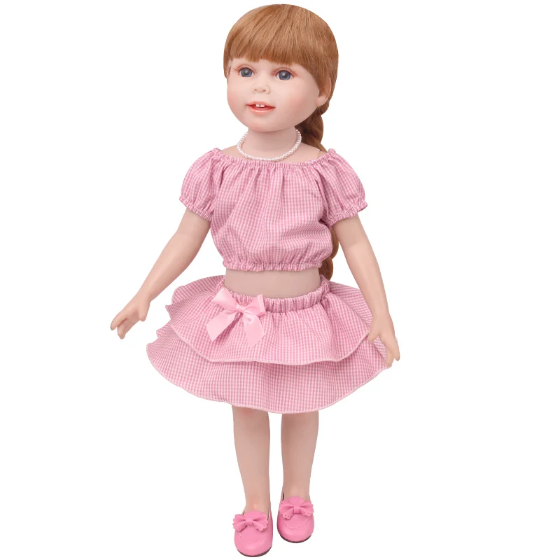 18 Inch Doll Girl Plaid Set, One or Two on Top, Fresh Color Matching Set, Fashionable Doll, Summer Minimalist Outfit Accessories