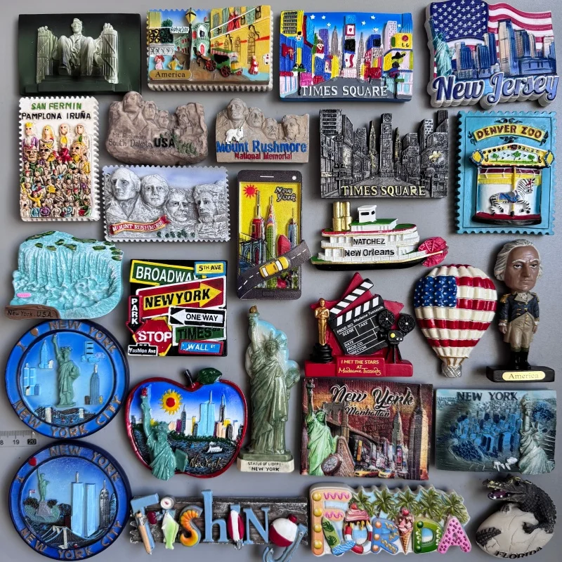 Imanes para Refrigerador de Estados Unidos, Nueva York, Florida, Times Square, Nueva Orleans, Pegatinas Magnéticas para Refrigeradores, Recuerdos Turísticos, Decoraciones
