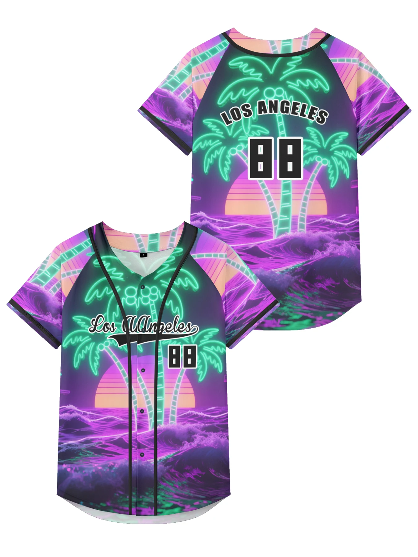 

Casual Men jersey Los Angeles Hawaiian Jacket Vaporwave Baseball jersey short sleeve button down shirt hip hop tops