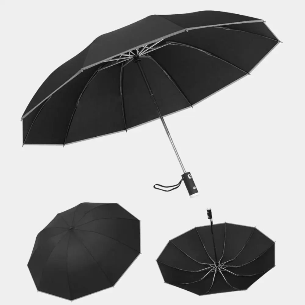 With LED Flashlight Fully Automatic Umbrella UV Sunshade Rainproof Foldable Waterproof Umbrella Wind Resistance