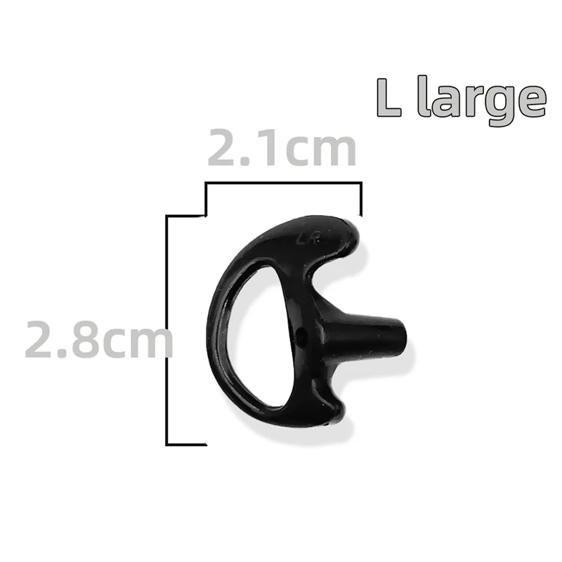 Substituível Silicone Triângulo Earbuds com tubo de ar, Black Headset, Walkie Talkie Acessórios, Tamanho L