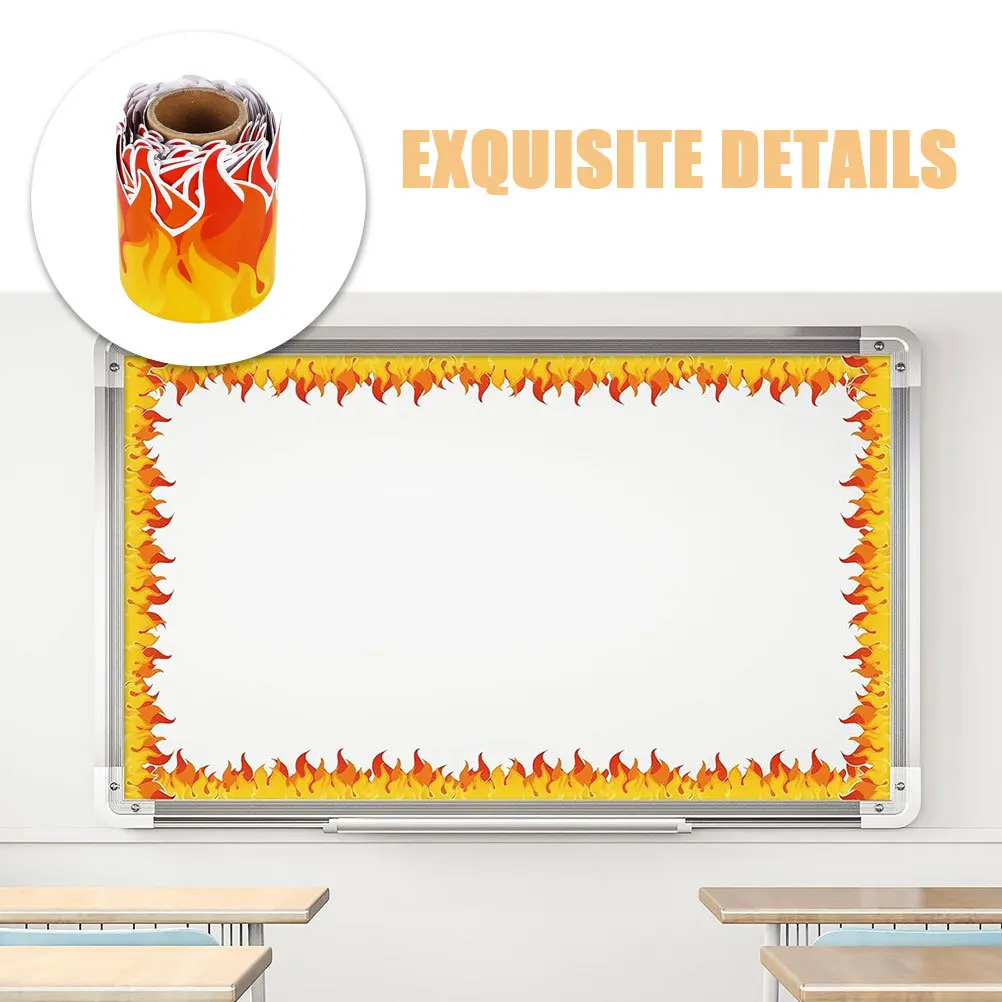 

1 Roll Blackboard Border Decal Flame Trim Repositionable Bulletin Board Border Sticker for Classroom Chalkboard Trim