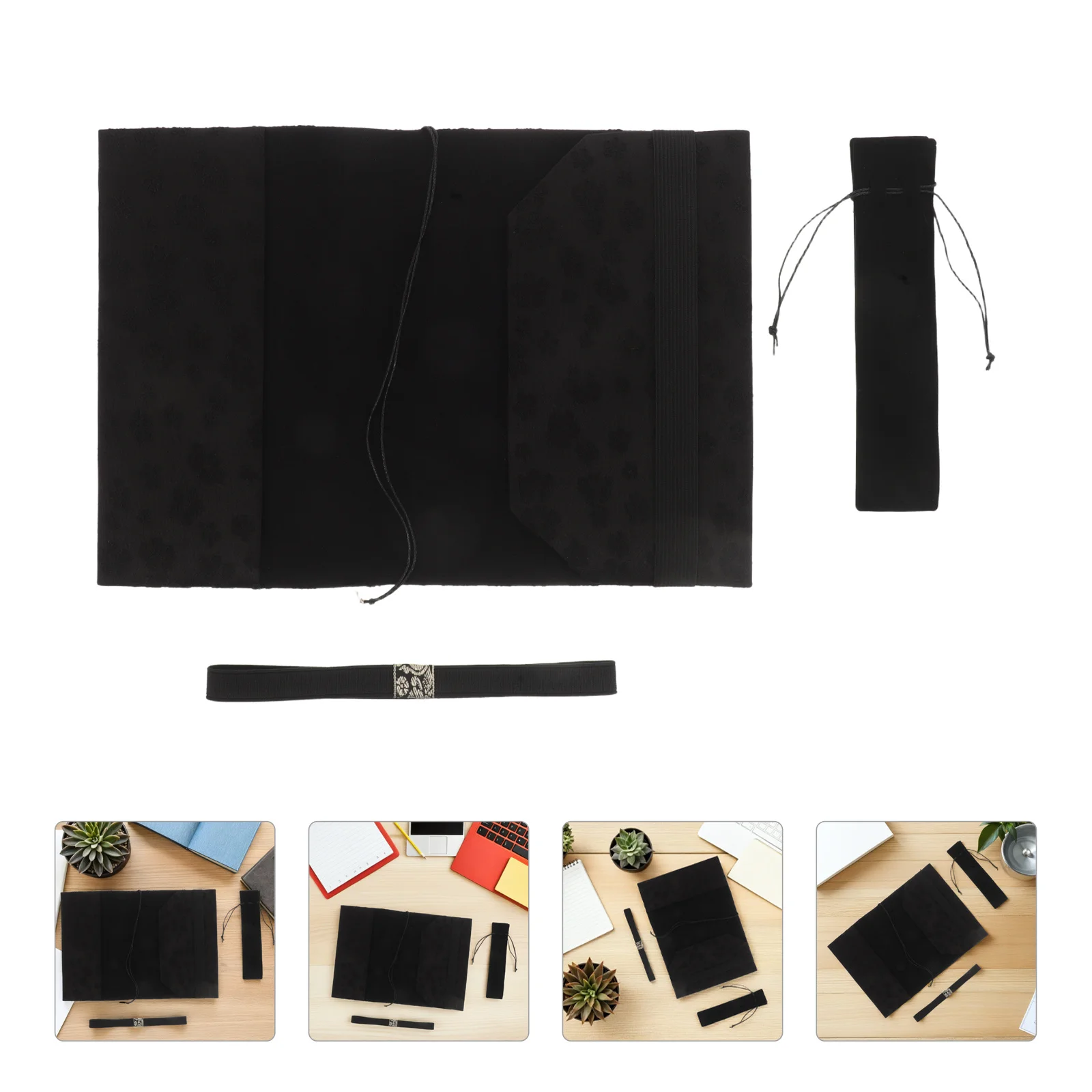 

Black A5 Fabric Book Sleeve Washable Protective Cover Dustproof Cloth Notebook Case Diary Cover for Travel Study