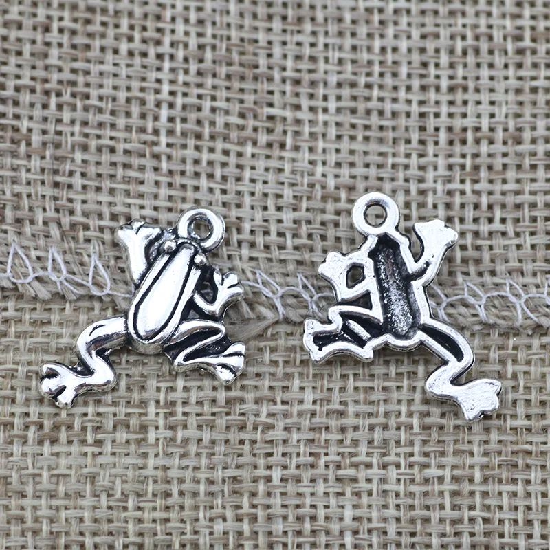 20 Pieces 18mm*24mm Lovely Frog Charm Antique Color DIY Cute Frog Animal Pendant Jewelry Making Finding